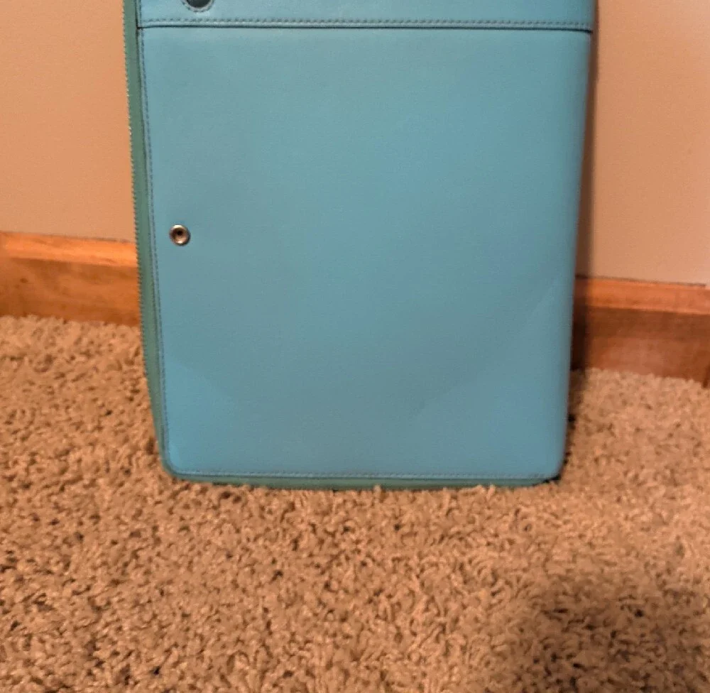 Coach Light Turquoise Leather Zip Tablet Case